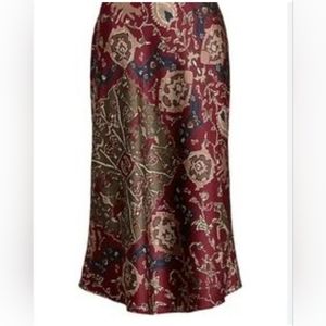 NWT Lauren Ralph Lauren Women's Red Animal Print Elastic Waist A-Line Skirt